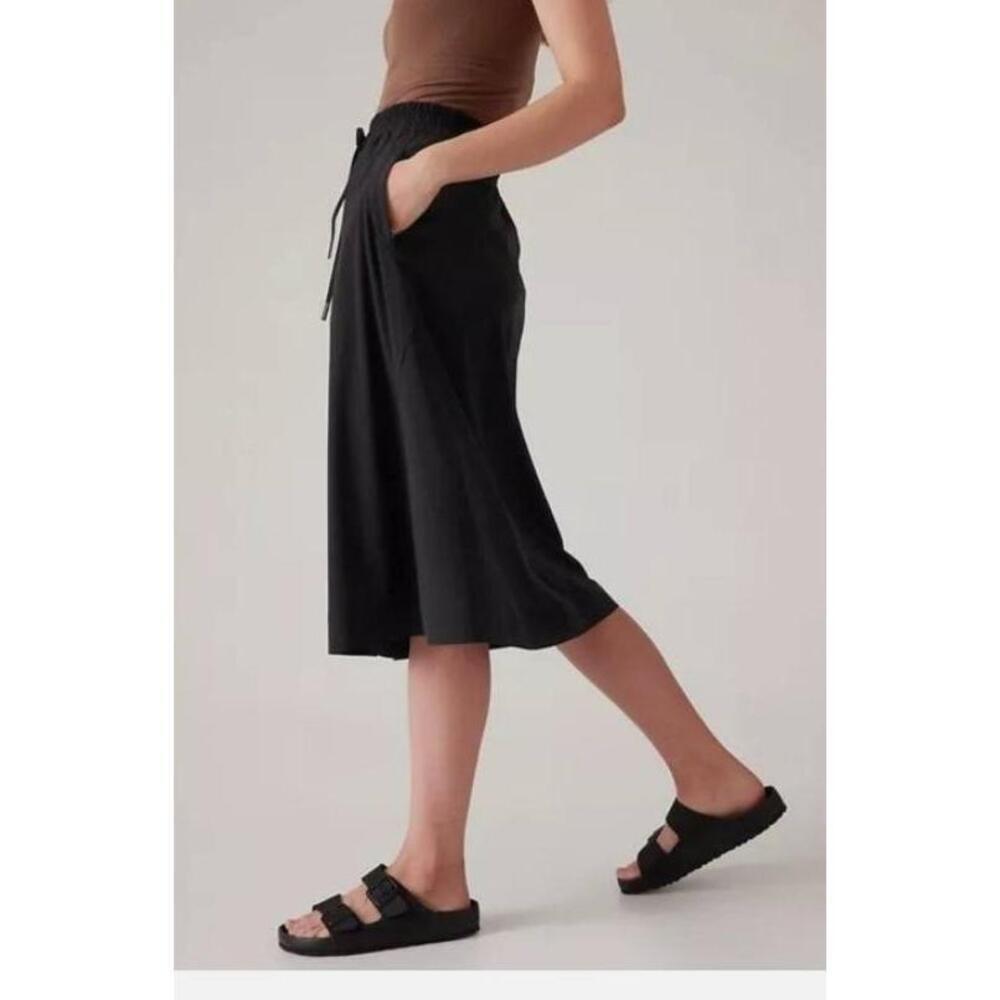 Athleta Black A-Line Skirt With Pockets Midi Strings Womens Size 22 - Picture 3 of 12
